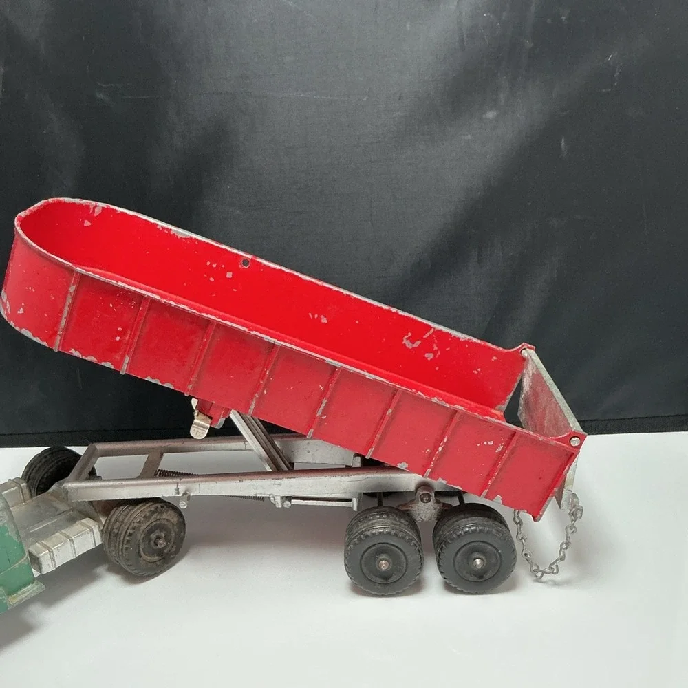 Hubley‎  Semi Dump Trailer Geen/Red Vintage Toy Truck 16 Inches Long